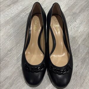 Lauren Ralph Lauren “Jackson” Black Leather Block Heels
